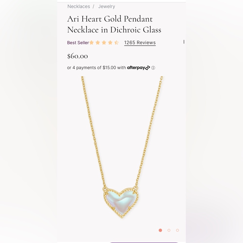 Kendra Scott Ari Heart Gold Pendant Necklace in Dichroic Glass